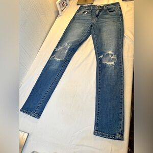 Levi's Premium 721 High Rise Skinny Jeans in Rugged Indigo Distressed Size 26
